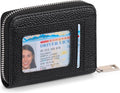 RFID Credit Card Holder,Small Genuine Zipper Leather Card Case Wallet for Women by FALANMULE