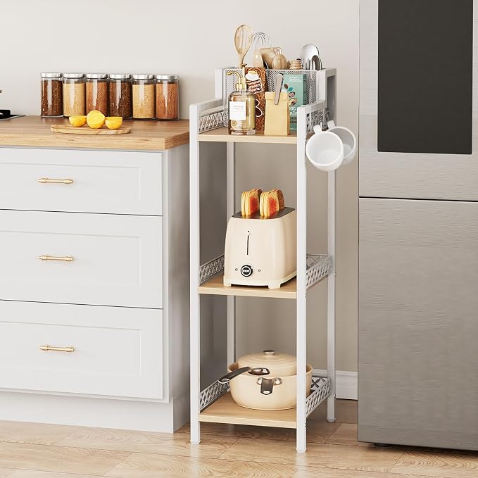 Slim Bathroom Storage Shelf Unit, Makeup Organizer for Small Spaces | 3 Tier Rustic Makeup Organizer for Cosmetic and Skincare, Space Saving Standing Shelves for Bathroom,Bedroom,Kitchen,Laundry - Image 5