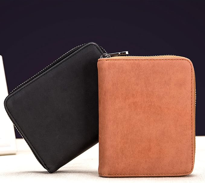 RFID Blocking 24 Slot Credit Card Holder Wallet Real Leather Multi Card Organizer Wallet with Zipper - Image 4