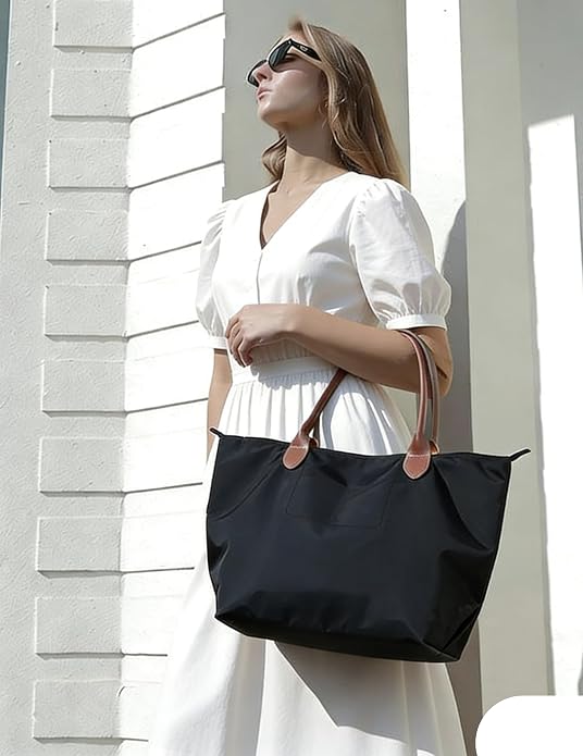 Large Tote Bag for Women Work, Lightweight Nylon Laptop Tote Handbag Purse Carryall with Compartments, Waterproof Travel bag | foldable tote bag - Image 2
