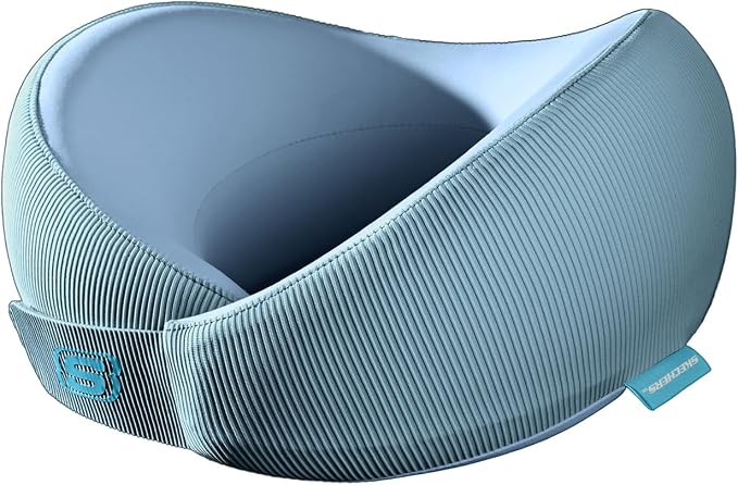 Skechers Women's Memory Foam Neck Pillow, Comfortable & Breathable Travel Pillow,Neck Pillow Airplane for Travel, Car Rides, Home, and Office Use, Ergonomic Design for Men and Women,Light Blue by Unknown