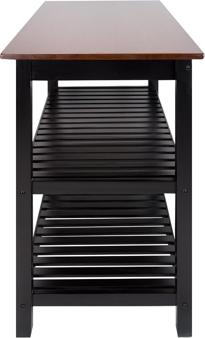 Casual Home Kitchen Island with Solid American Hardwood Top, Walnut&black - Image 2
