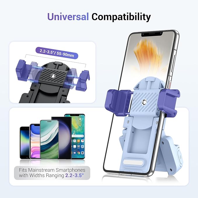 Phone Camera Grip Smartphone Photography Shooting Clip with Tripod Mount & Detachable Wireless Shutter Remote Control, Phone Selfie Grip Handle Stand for iPhone Samsung Android Phone Vlog Video Blue - Image 3
