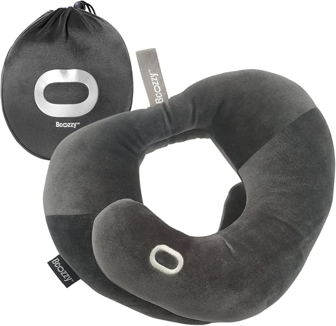 BCOZZY Neck Brace Pillow - Patented Relief for Neck Pain and Supportive Sleep-Soft, Washable, and Adjustable for Comfortable Resting. Gray Large by BCOZZY