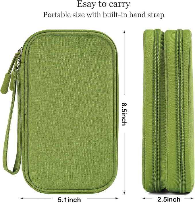 CAAORDKSO Electronic Organizer Travel USB Cable Accessories Bag/Case, Waterproof Electronics Accessories Case Organizer Bag for Cable, Cord, Charger, Phone, Power Bank, Earphone (Grass Green, Large) - Image 4
