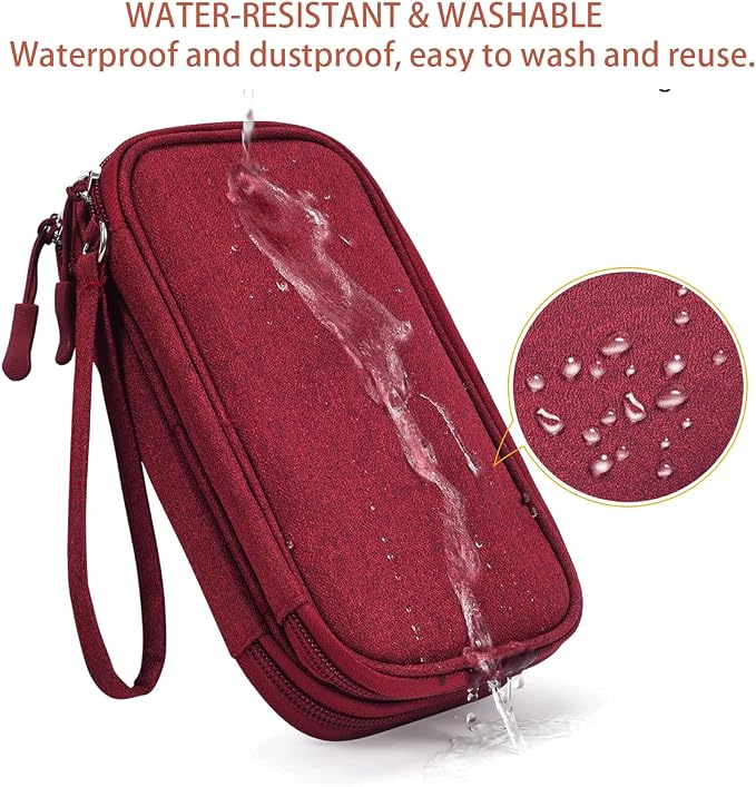 CAAORDKSO Electronic Organizer Travel Case, Cord Organizer Travel Cable Organizer Bag, Tech Pouch Accessories Carry Storage for Travel Essentials, Backpack, Business, Daily Commute (Wine Red,Large) - Image 4
