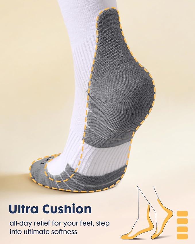 Comfortable Cotton Compression Socks | 20-30mmHg Ankle Arch Support Socks, Breathable Extra Cushion for Flying Travel Nurse, Graduated Support for Women Men - Image 3