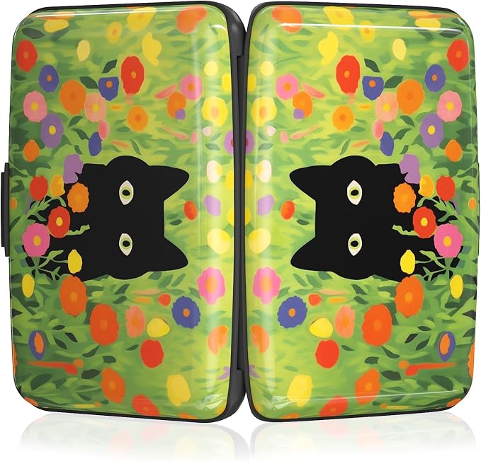 Rimilak Aluminuml Credit Card Holder,Green Grass Cat | Mini Credit Card Wallet RFID Blocking Slim Metal Hard Case for Women Men - Image 5