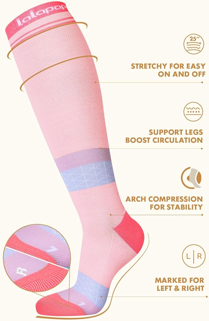 Thick Soft Cotton Compression Socks | 2 Pairs 15-20mmHg Cushioned Soft Breathable Comfortable Knee High Compression Socks for Women Men, Pregnancy Travel Nurse - Image 6
