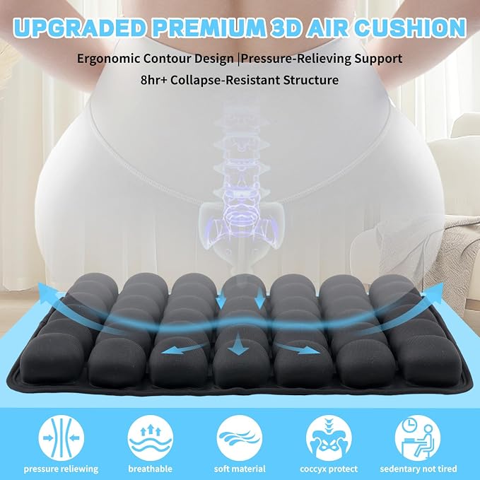 Sondor Travel seat Cushion-Airplane seat Cushion for Long flighs | Inflatable seat cushion for Office，Chairs,Car and Wheelchair.Portable and Ergonomically designed cushion. - Image 2