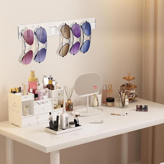 Meaocer Sunglasses Organizer 2 Pack, Wall Glasses Holder, Acrylic Sunglasses Display, Eyeglass Organizer for Multiple Glasses for Office & Home Decor, Unique Gifts for Husband, Women & Girls, Clear - Image 2