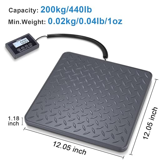 THINKSCALE Shipping Scale, 440 lb x 1 oz Postal Scale with Hold & Tare | One-Piece Plastic Platform, Backlit LCD, Easy Read. for Packages, Luggage, Mailing & Postage, Battery + AC adapter included - Image 2