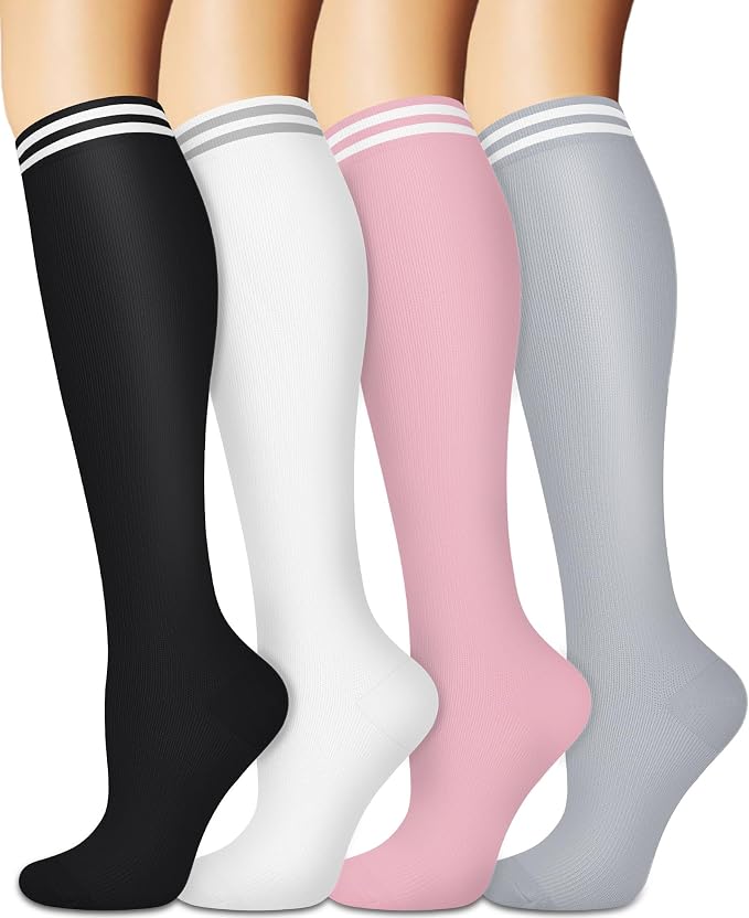 Sooverki Compression Socks for Women and Men Circulation (3/4 Pairs) is Best Support for Running Athletic Cycling Hiking by Sooverki