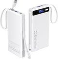 Power Bank with 2 Built-in Cables 10000mAh,22.5W Fast Slim Portable Charger | USB C Battery Pack, Travel Essentials Gift PD Fast Charging Powerbank For iPhone 17 16 15 Plus Pro Galaxy iPad White(1 Pack) by TEMINICE