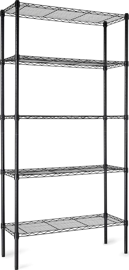 Amazon Basics 5-Shelf Adjustable Heavy Duty Steel Wire Storage Shelves for Garage, Kitchen, Easy Assembly, 36" x 14" x 72", Black by AmazonBasics