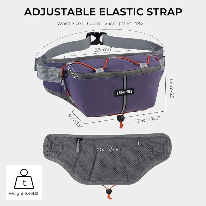 Fanny Pack for Women Men, Water-Resistant Travel Waist Pack with RFID Blocking, Wide Opening Crossbody Belt Bag for Phone, Passport, Small Hip Pack for Running, Hiking, Workout（Purple） - Image 6