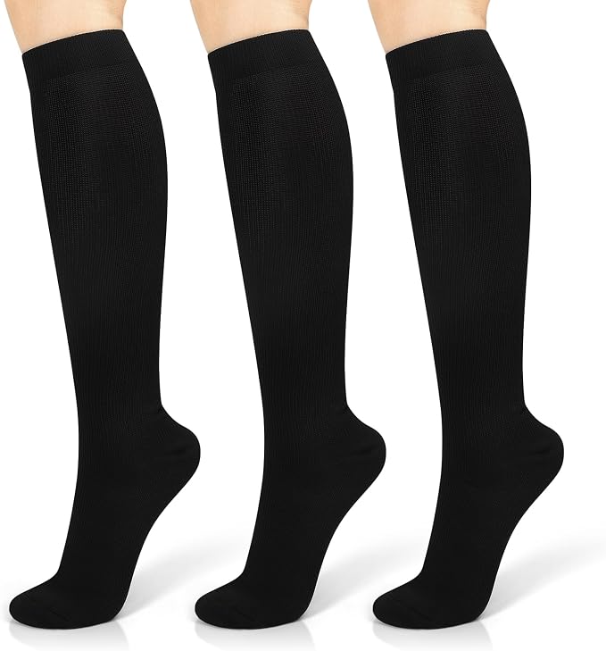 Tobfit Compression Socks for Women Circulation (3 Pairs) 15-20 mmHg Support for Nurses Athletic Running Cycling Hiking Travel by Tobfit