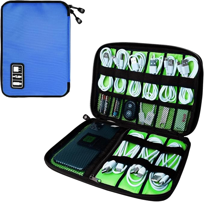 Lcsmaokin Electronics Organizer Travel Case,Electronic Accessories Storage Bag,Portable Waterproof Cable Organizer Bag,Travel Cord Organizer Bags for Small Charging Cord Storage,SD Card-Royal Blue by Lcsmaokin