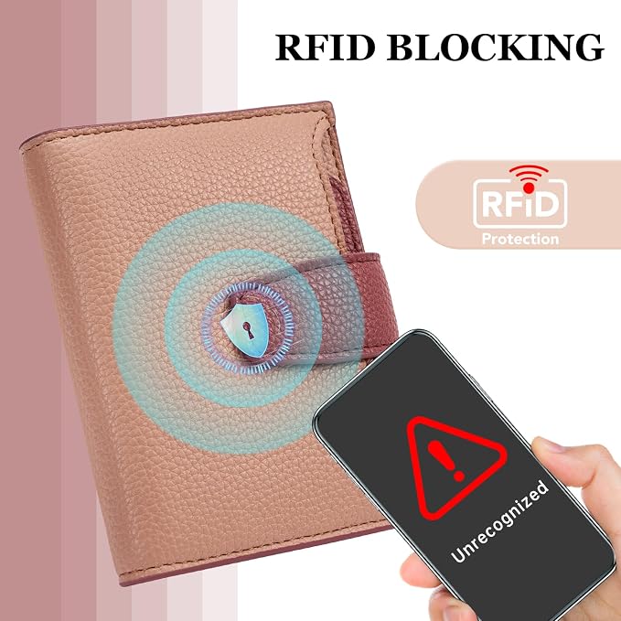 Small Wallet Women RFID Blocking Soft Leather Bifold Compact Card Holder Wallet for Women with Zipper Coin Pocket 4 ID Window - Image 5