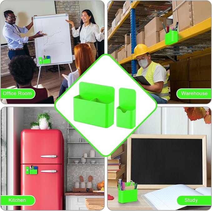 KITANIS Magnetic Pen Holder,2 Pack Magnetic Dry Erase Marker Holder with Generous Compartments,Strong Magnet Storage Marker Pen Pencil Organizer for Refrigerator,Whiteboard,Locker Accessories - Image 7