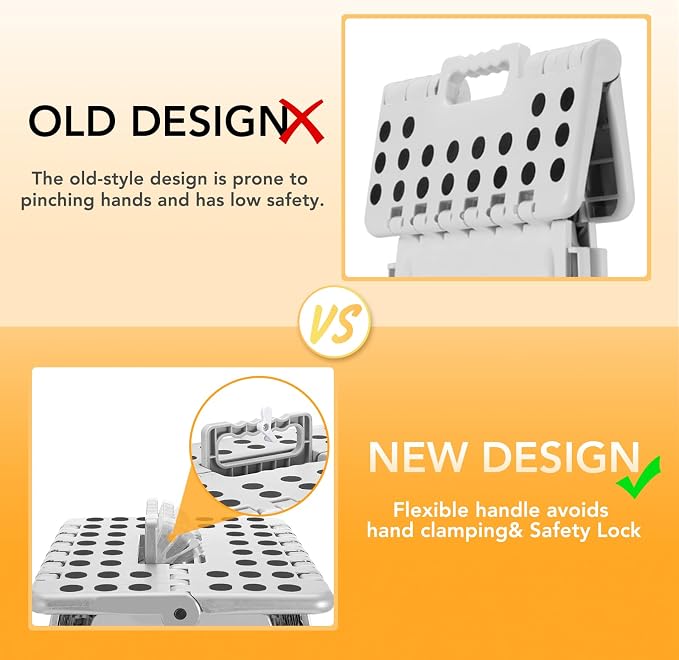 Delxo 16 Inch Folding Step Stool,Foldable Step Stool for Adults Grey | Step Stool with Safety Lock,Portable Collapsible Step Stool,Non-slip Folding Stools for Kitchen Bathroom Bedroom Garden 1PC - Image 8