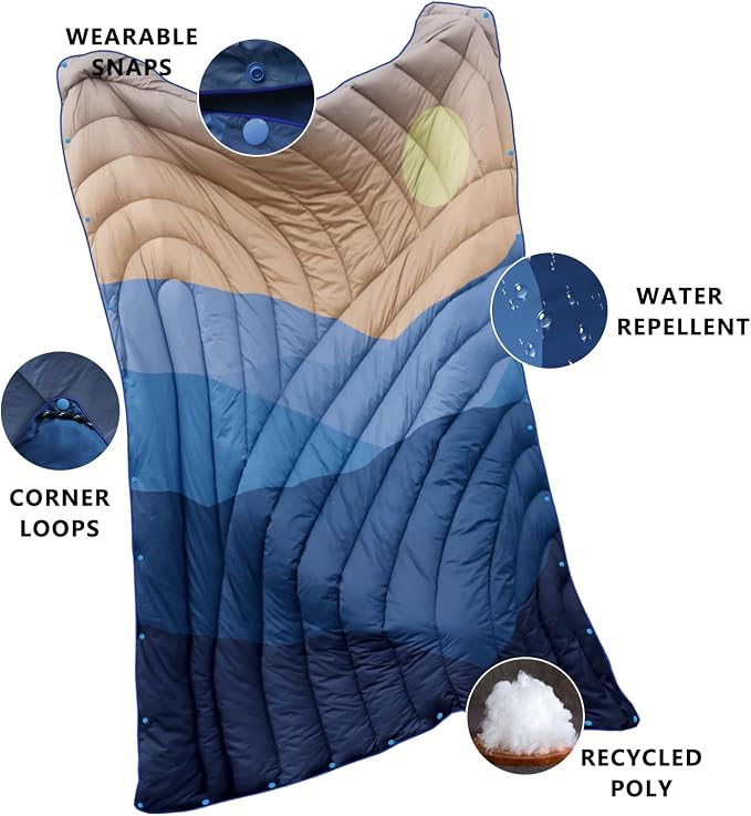 Puffy Camping Blanket,Large Camp Blanket Outdoor Camping Quilt Waterproof | Lightweight Printed Warm Packable Down Alternative Blanket for Camping,Traveling, Stadium, Hiking, Picnics - Image 3