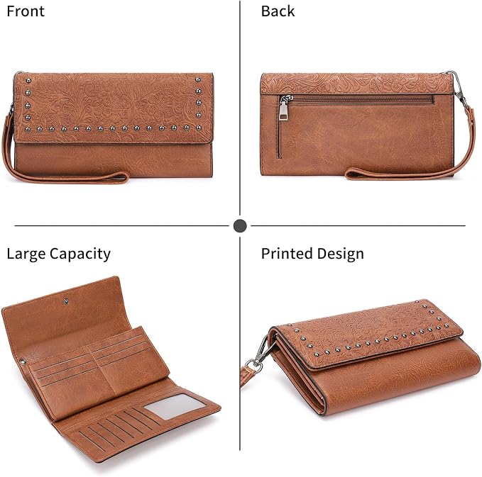 Wallets for Women Trifold Wristlet Wallets Large Capacity RFID Blocking Ladies Purse Credit Card Holder - Image 5