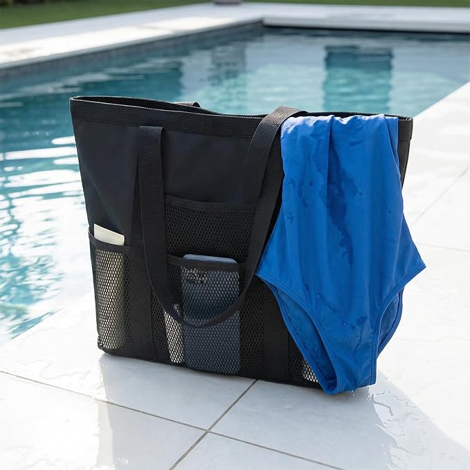 Mesh Beach Bag tote for women men cruise travel essentials swim pool towel bag for family vacation foldable must haves | foldable - Image 7