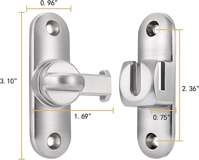 10 Packs Silvery 90/180 Degree Barn Door Latches,Flip Gate Lock | Zinc Alloy Flip Gate Latches,Right Angle Door Lock,for bedroom,garage,sliding door,window,cabinet,drawer,pet enclosures - Image 2