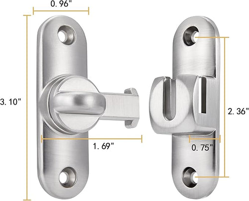 10 Packs Silvery 90/180 Degree Barn Door Latches,Flip Gate Lock | Zinc Alloy Flip Gate Latches,Right Angle Door Lock,for bedroom,garage,sliding door,window,cabinet,drawer,pet enclosures - Image 2