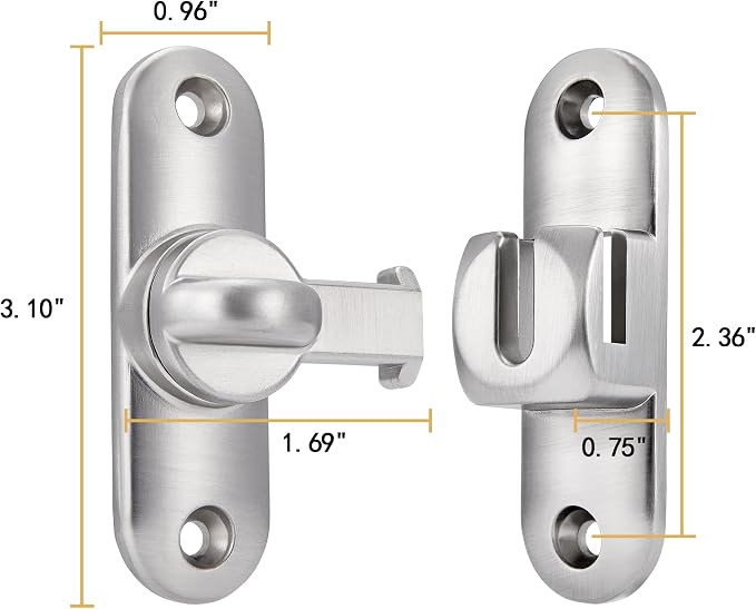 4 Packs Silvery 90/180 Degree Barn Door Latches,Flip Gate Lock | Zinc Alloy Flip Gate Latches,Right Angle Door Lock,for bedroom,garage,sliding door,window,cabinet,drawer,pet enclosures - Image 2