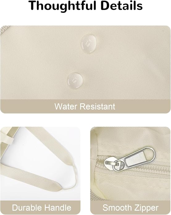 Foldable Tote Bag with Zipper for Women, 18L Nylon Lightweight Shoulder Handbag for Travel, Waterproof Beach Bag - Image 6