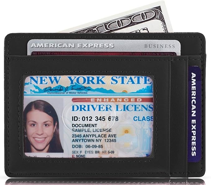 KALMORE Genuine Leather Front Pocket Slim Wallet Credit Card Holder with ID Window - Image 2