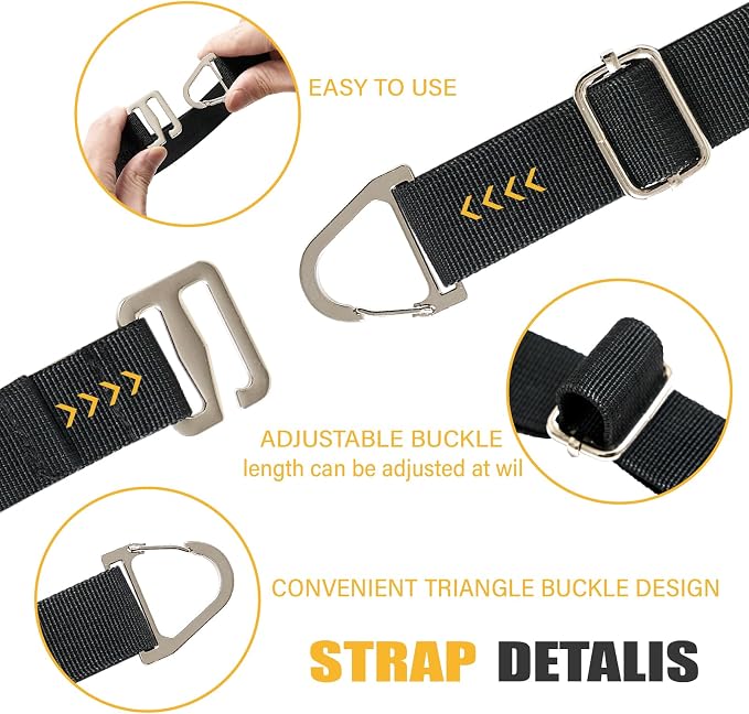 Heavy Duty Extension Cord Holder Organizer (6 Pack Silvery) 17 Inch Adjustable Storage Straps with Metal Triangle Clips Perfect for Garage Organization Workshop Storage and Men's Gadgets ﻿ - Image 2