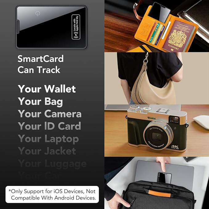 0.09in Slim Wallet Tracker Card for Apple iOS Find My App (4 Pack) | Air Tracking Smart Card for Wallet, Wireless Charging, IP68 Waterproof, Key Finder & Item Locator for Keys, Bags, Passport - Image 9