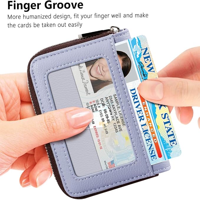 FurArt Zipper Wallet Women RFID Credit Card Holder keychain Wallet | ID Window RFID Blocking Compact Small business 15/16 slots - Image 2