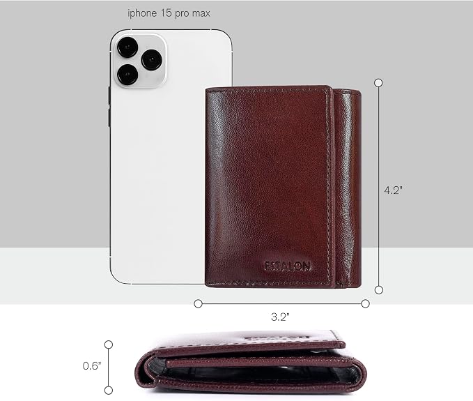 Real Leather Mens Trifold Wallet RFID Blocking Slim Minimalist Front Pocket - Thin & Stylish with ID Window in Gift Box - Image 4