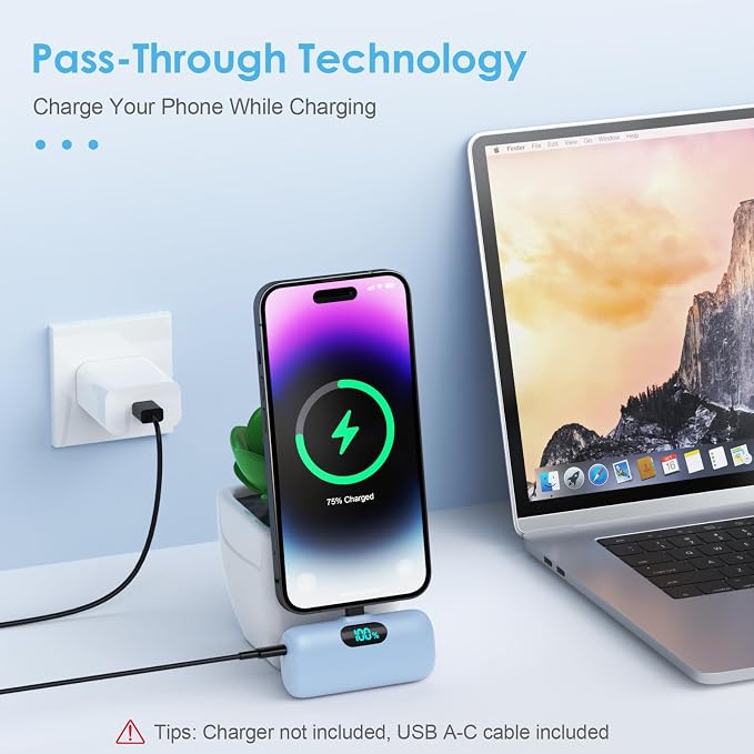 Mini Portable Charger USB C Power Bank,Upgraded 5000mAh PD Fast Charging Battery Pack Built-in USB-C Connector Travel Essential for iPhone17/17Pro/17Pro Max/Air/16 Plus/16Pro Max/15 Series,Android etc - Image 6