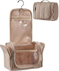 BAGSMART Travel Toiletry Bag for Women, Puffy Hanging Toiletry Bag with Hook, Water-resistant Toiletry Organizer for Full Sized Toiletries (Brown) by BAGSMART