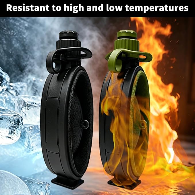 Premium Collapsible Water Bottle for Travel - 580ML Foldable & Portable with Compass/Hook, Food Grade Material - Ideal for Hiking, Camping (Army Green) - Image 4