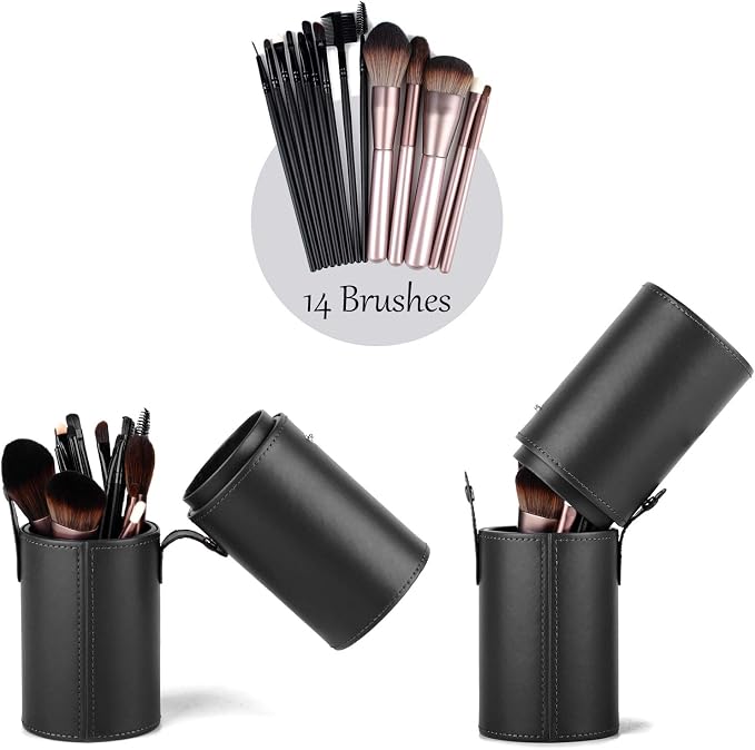 Narwey Makeup Brush Holder Travel Brushes Case Bag Cup Storage Dustproof for Women (Black) - Image 2