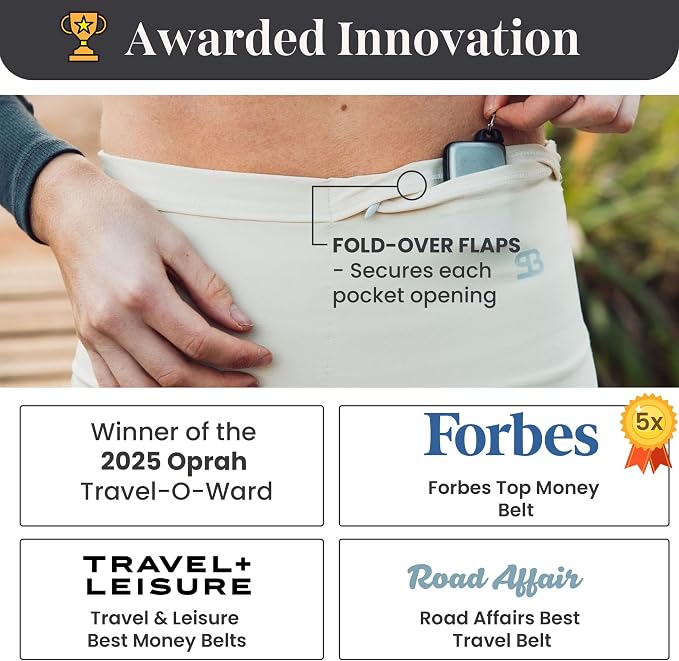 Running Belt Money Belt 4-Pocket Phone Holder | No-bounce Fanny and Waist Pack, 4 Large Security Pockets and Zipper, Fits All Size Phones Travel Documents and Passport - Image 4