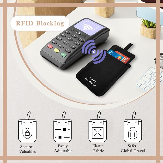 YOYI YOYI RFID Blocking Bra Wallet Neck Strap Hidden Pocket Cash Card | Skin-friendly fabric so thin it disappears inside your bra, RFID blocking keeps cards and cash secure from theft on the go - Image 3