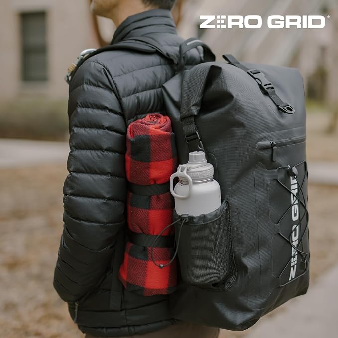 Zero Grid RFID Faraday Backpack, 45L Waterproof Roll Top Dry Bag, Black | Signal blocking lining shields phones, key fobs and cards. A sealed shell with built-in pockets on both straps - Image 7