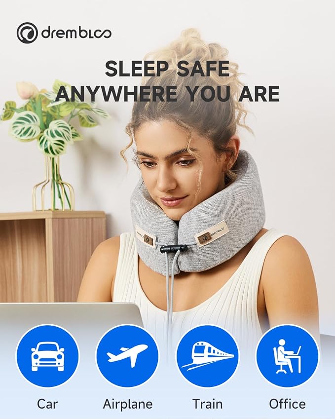 Travel Neck Pillow for Airplane, Premium Memory Foam 360° Ergonomic Support for Sleeping on Long Flights, Compact Portable Sleep Essential with Comfortable Cover for Cars, Office Naps & Home Use - Image 8