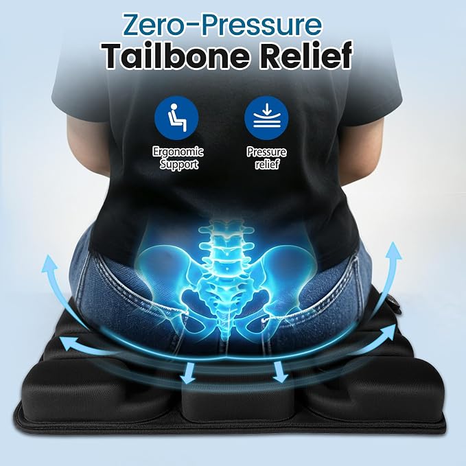 Inflatable Travel Seat Cushion for Airplane with Dual Fans,Ergonomic Design | 3-Speed Ventilated Travel Cushion Airplane Seat, Portable Airplane Seat Cushion for Long Flights, Office, Wheelchair - Image 5