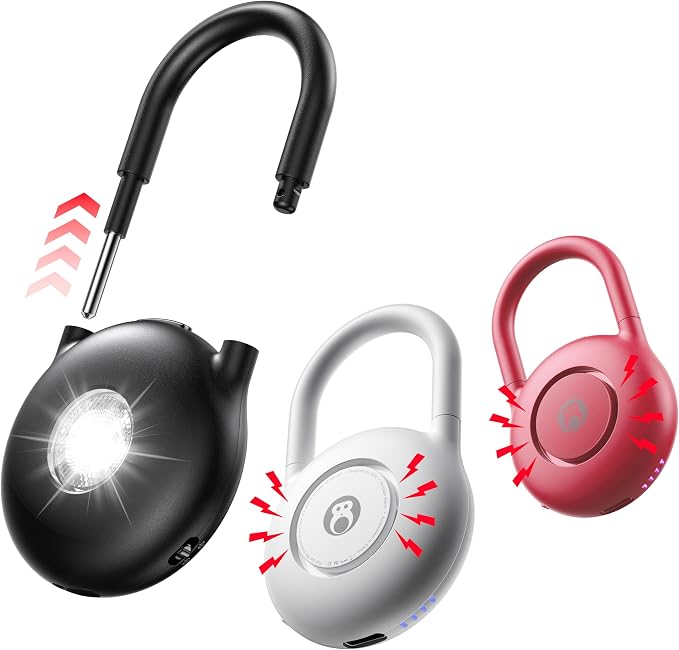 HOU 130dB Personal Alarms for Women – USB-C Rechargeable Self Defense Alarm Keychain with Strobe Light – Loud Personal Safety Alarm for Students & Jogging – Safe for Seniors, Black by HOU