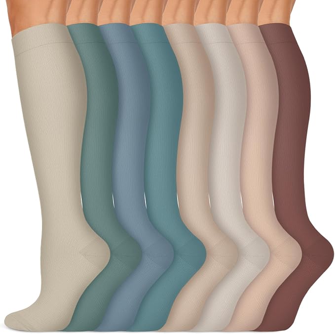 Copper Compression Socks 15-20 mmHg for Men & Women 8 Pairs – Circulation Support for Nurses, Travel, Running, Hiking, Soccer by Iseasoo