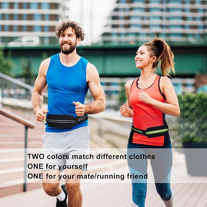 2 Pack Running Belt Fanny Packs for women and men,Belt Bag for Hiking Cycling Workout,Reflective Fanny Packs for Men Runners Belt Compatible with iPhone13,12 pro,Travelling Money Phone Holder - Image 6