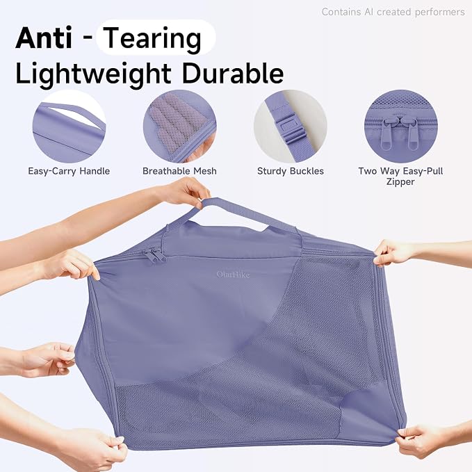 OlarHike 9 Set Packing Cubes for Travel,Gifts for Women Mom,Anti-Tearing Suitcase Organizer,with Over 1000 pcs Mesh Holes,Vacation Essentials & Accessories for Cruise Ship - Image 4